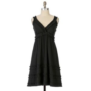 LEFT of CENTER Black Ruffled Dress anthropologie Sundress "Double Take"